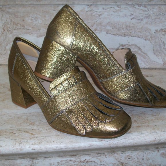 Kenneth Cole New York Women's Macey Kiltie Toe Dress Pump Square Toe Gold 7 1/2 - Picture 8 of 10